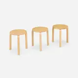 L-leg stools model 60, set of three by Alvar Aalto, 1933 / 2010, laminated birch plywood, sold Nov 2025