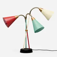Modern, Adjustable table lamp, c. 1960, enameled metal, brass