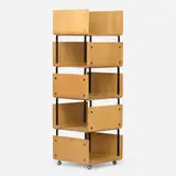 Roger Legrand, Pan-U Modular System bookcase, 1964, molded ash plywood, enameled steel, casters