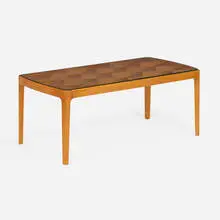 attribution Gio Ponti, Coffee table, c. 1955, Italian walnut, glass