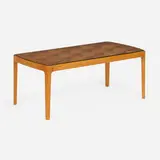 attribution Gio Ponti, Coffee table, c. 1955, Italian walnut, glass