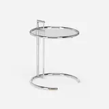 Eileen Gray, Adjustable occasional table, model E1027, chrome-plated steel, glass