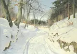 Harald Pryn, A rural Danish village in winter, oil on canvas