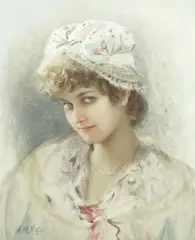 Alexander Mark Rossi, Portrait of a girl, watercolour and pencil