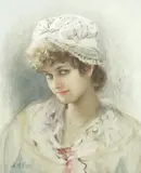 Alexander Mark Rossi, Portrait of a girl, watercolour and pencil