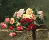 Maurice Isabelle Sprenger, Still life of roses, oil on canvas
