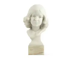 F. W. Pomeroy, carved white marble bust of a young girl, marble