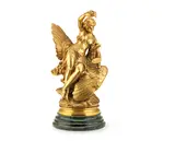 Louis Charles Hippolyte Buhot, late 19th / early 20th century gilt bronze figural group of Hébé seated on Jupiter's eagle, gilt bronze