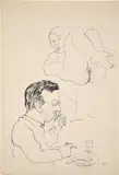 George Grosz, Träumer“ (Porträt Rudolf Schlichter, mit Modell). 1920er-Jahre