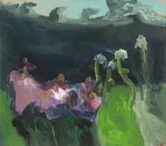 Klaus Fußmann, Garten in Gelting, 1990, Öl auf Leinwand