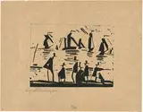 Lyonel Feininger, Fischerboote, 1918, Holzschnitt auf bräunlichem Papier