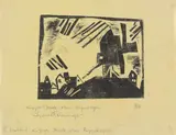 Lyonel Feininger, Windmühle mit Regenbogen, 1918, Holzschnitt auf gelblichem Seidenpapier