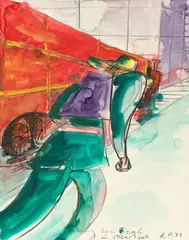 Van Gogh in New York by Rainer Fetting, 1978, Aquarell und Kreide auf Papier, sold May 2021