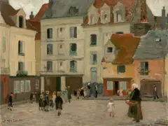 Ernst Oppler, Platz in Dieppe, 1910, Öl auf Leinwand