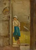 Henri Harpignies, In der Tür stehendes Bauernmädchen. 1857 (?)