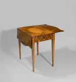 Englisch, Pembroke Table im Adam-Stil, Um 1780, Satinwood, Rosenholz und Kirschholz, teilweise gefärbt, eingelegt, graviert