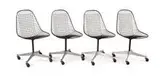 Charles and Ray Eames, Chairs (4), 1959, Enameled steel, aluminum, with later nylon bikini seat pads (not illustrated)