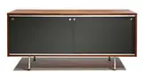 George Nelson, Credenza, 1952, Walnut, lacquered Masonite, chrome-plated steel, polished aluminum