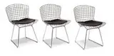 Florence Knoll & Harry Bertoia, Dining suite (7), Calacatta white marble and steel, vinyl seat pads