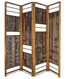 Marion Brockmann, Four panel screen, c. 1950, Woven wool and nylon thread, walnut frame