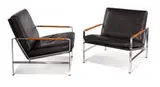 Preben Fabricius & Jorgen Kastholm, Lounge chairs (2), 1968, Steel, leather cord, leather upholstery