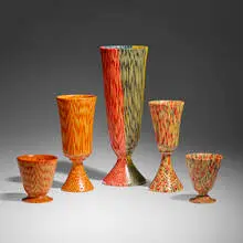 Howard Lewin, Collection of five chalices, 1991, dyed maple