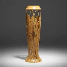 Frank Sudol, Vase with leaves, c. 1995, birch, lacquer