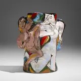 Rudy Autio, Blue Horse and Rider, 1986, hand-built glazed stoneware