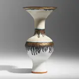 Lucie Rie, Vase with flaring lip, 1989, glazed stoneware with manganese decoration
