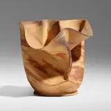 Exceptional vase by George E. Ohr, 1898-1910, scroddled bisque earthenware, sold Nov 2023
