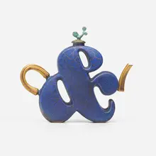 Adrian Saxe, Untitled (Ampersand Ewer), 1988, glazed and gilt porcelain