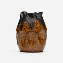 Vase by George E. Ohr, 1897-1900, glazed earthenware, sold Nov 2023