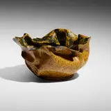 Vase by George E. Ohr, 1895-96, glazed earthenware, sold Nov 2023