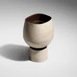 Hans Coper, Cup on stand form, c. 1975, stoneware with slips and engobes, manganese-glazed interior