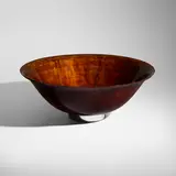 Modern, Large bowl, enameled metal, chromed metal