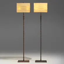 Ingrid Donat, Femme Girafe floor lamps, pair, 2003, patinated bronze, parchment