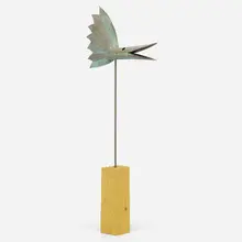 Jonathan Bonner, Rooster, 1984, patinated copper, Douglas fir