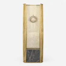 Faye Toogood, Caged Elements chair, 2013, brass-plated stainless steel, marble, foam rubber