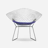 Harry Bertoia, Diamond chair, chrome-plated steel, upholstery