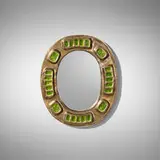 Mithé Espelt, Mérida wall mirror, c. 1970, glazed and gilt earthenware, mirrored glass