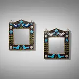 Mithé Espelt, Bocage wall mirrors, pair, c. 1970, glazed and gilt earthenware, mirrored glass