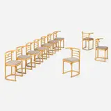 Josef Hoffmann, Fledermaus chairs model 728, set of 10, ash, upholstery