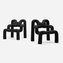 Terje Ekstrøm, Ekstrem chairs, pair, 1984, upholstery over steel frame
