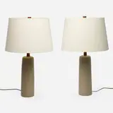 Gordon and Jane Martz, Table lamps, pair, c. 1955, glazed stoneware, walnut, linen shades