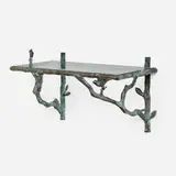 Diego Giacometti, Wall shelf, patinated iron, glass