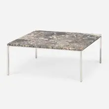 Florence Knoll, Coffee table, c. 1960, chrome-plated steel, marble