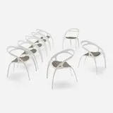 Ross Lovegrove, GO chairs, set of eight, 1998, powder-coated metal, upholstery