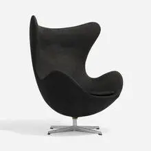 Egg chair by Arne Jacobsen, 1958, upholstery, cast aluminum, plastic, sold Nov 2025