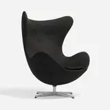 Arne Jacobsen, Egg chair, 1958, upholstery, cast aluminum, plastic