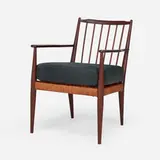 Josef Frank, Armchair, model 508, 1932, mahogany, cane, suede leather upholstery